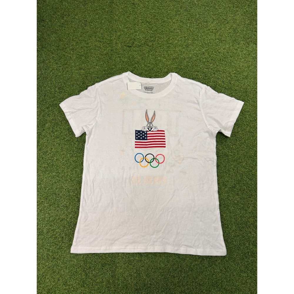 Looney Tunes Team USA Olympics T-Shirt White Bugs‎ Bunny Win The Gold XXL Freeze